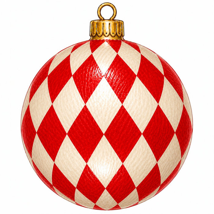 Red & Cream Harlequin Ornament - PS-W-0289