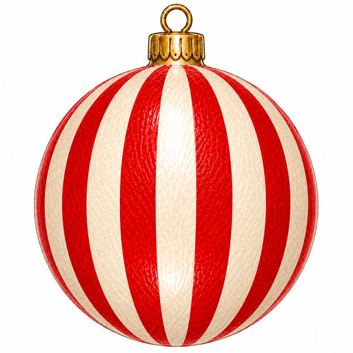 Red & Cream Striped Ornament - PS-W-0290