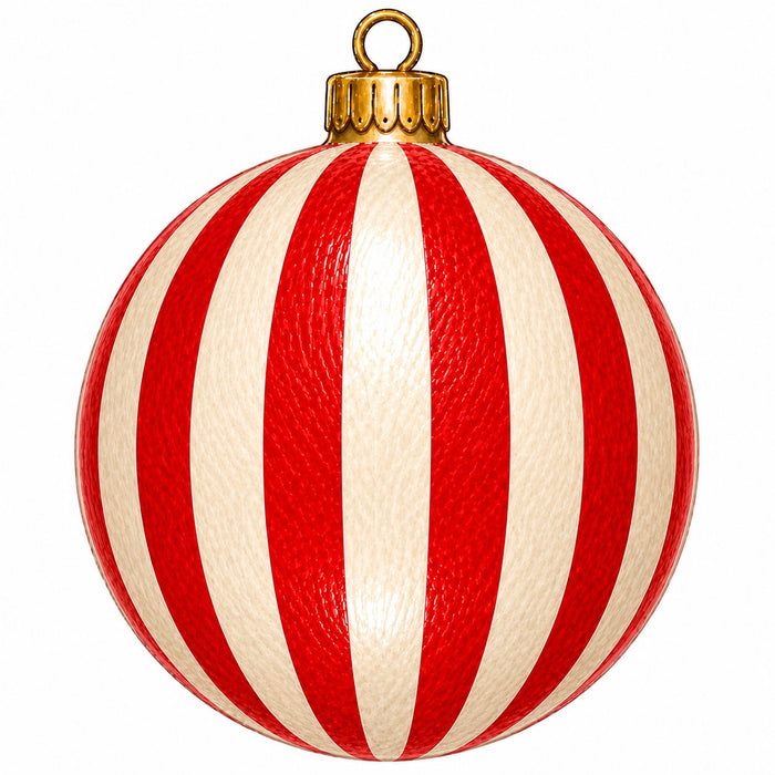Red & Cream Striped Ornament - PS-W-0290