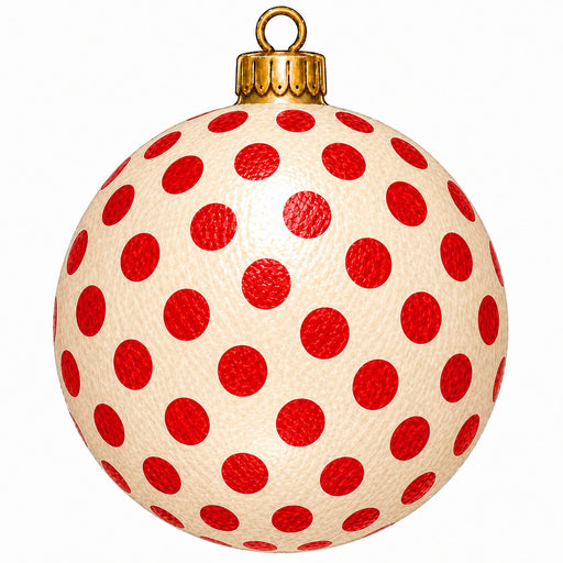 Red & Cream Polka Dot Ornament - PS-W-0291