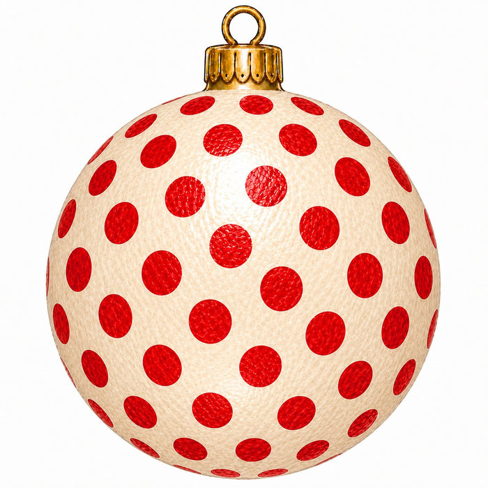 Red & Cream Polka Dot Ornament - PS-W-0291