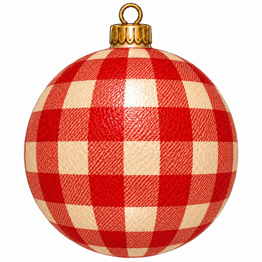 Red & Cream Buffalo Check Ornament - PS-W-0292