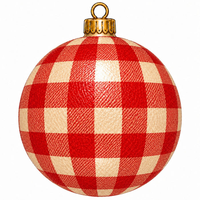 Red & Cream Buffalo Check Ornament - PS-W-0292