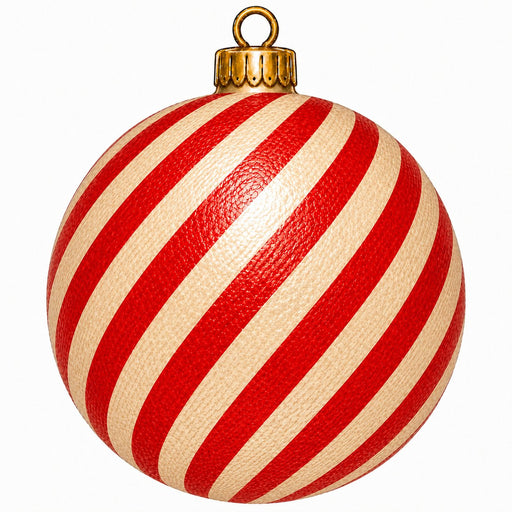 Red & Cream Candy Stripe Ornament - PS-W-0293