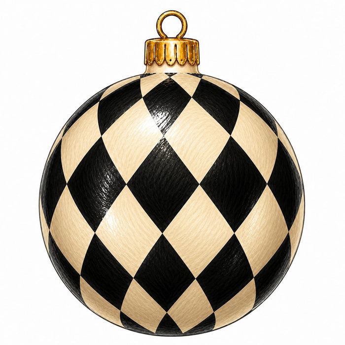 Black & Cream Harlequin Ornament - PS-W-0294