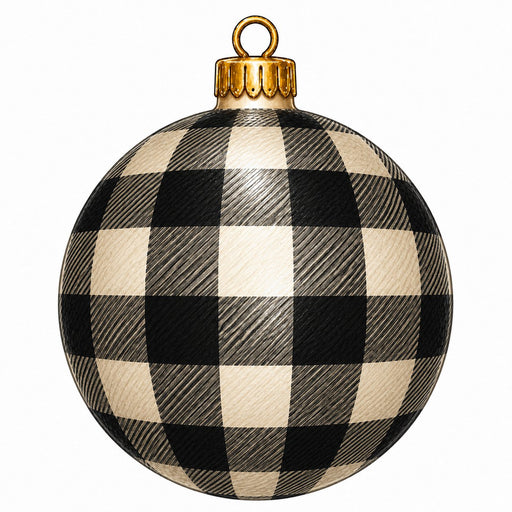 Black & Cream Buffalo Check Ornament - PS-W-0296