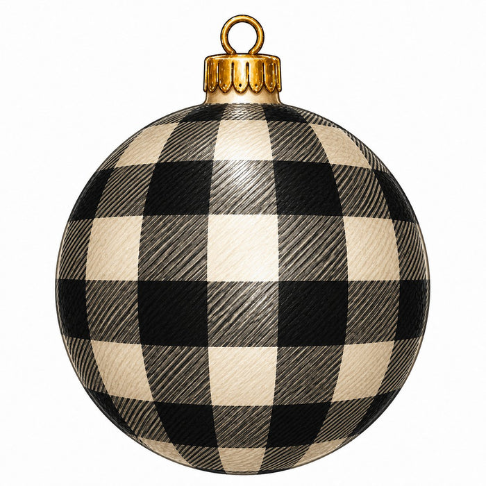 Black & Cream Buffalo Check Ornament - PS-W-0296