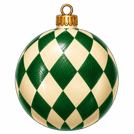 Green & Cream Harlequin Ornament - PS-W-0298