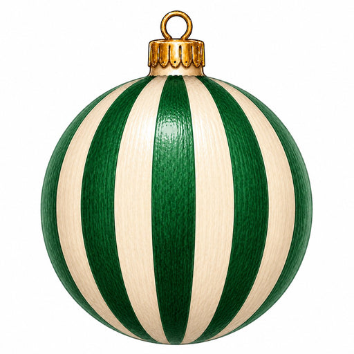 Green & Cream Striped Ornament - PS-W-0299