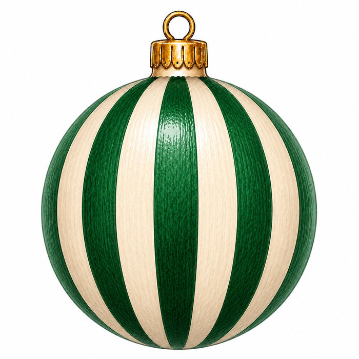 Green & Cream Striped Ornament - PS-W-0299