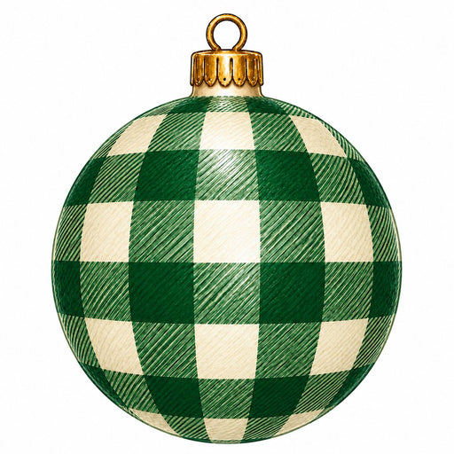 Green & Cream Buffalo Check Ornament - PS-W-0300