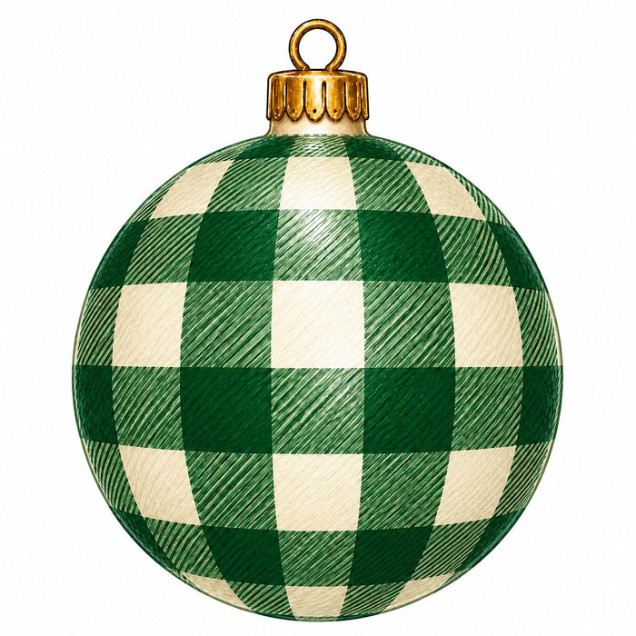 Green & Cream Buffalo Check Ornament - PS-W-0300