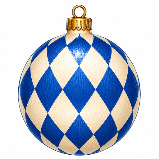 Blue & Cream Harlequin Ornament - PS-W-0302
