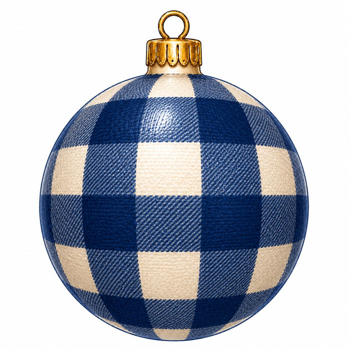Blue & Cream Buffalo Check Ornament - PS-W-0304-DH-22