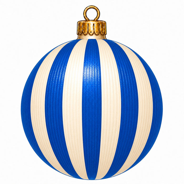 Blue & Cream Striped Ornament - PS-W-0303-DH-22