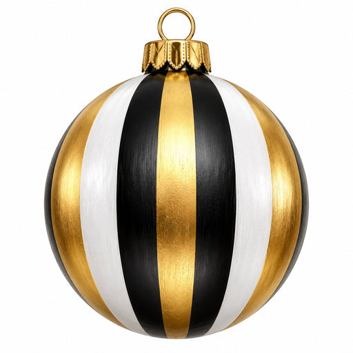 Black, White & Gold Striped Ornament - PS-W-0319
