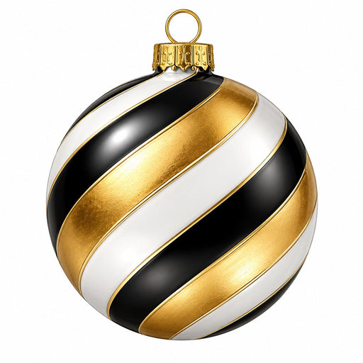 Black, White & Gold Swirl Ornament - PS-W-0321-DH-22