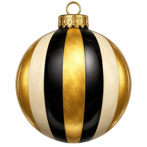 Black, Cream & Gold Striped Ornament - PS-W-0323-DH-22