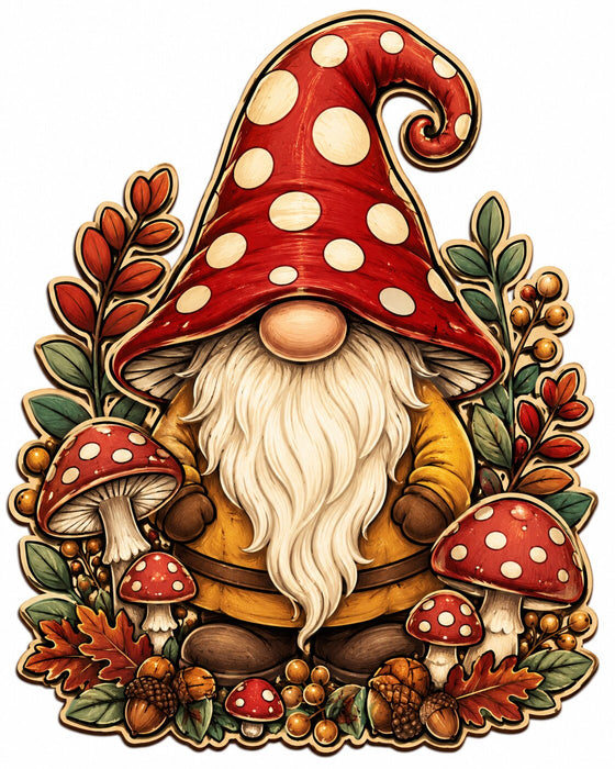 Polka Dot Mushroom Gnome - PS-W-0328