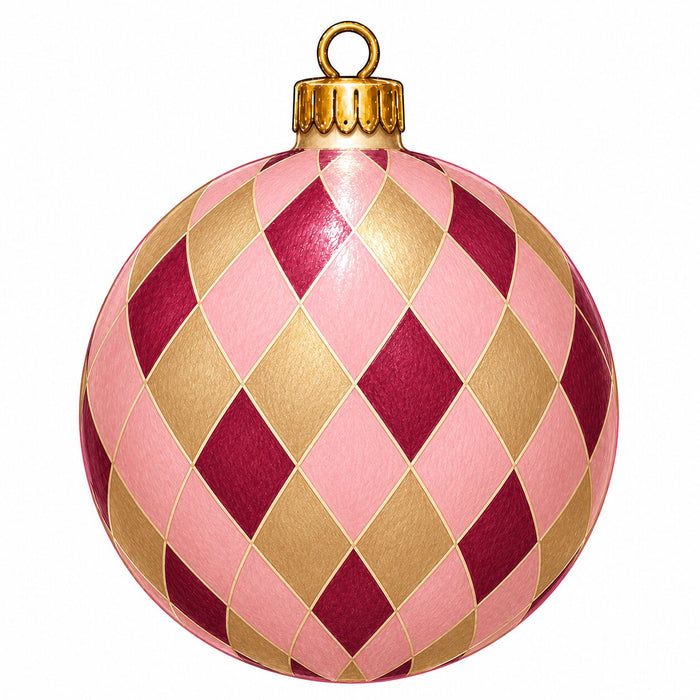 Pink & Gold Harlequin Ornament Door Hanger - PS-W-0331-DH-22