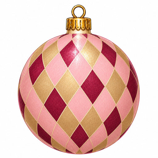 Pink & Gold Harlequin Ornament - PS-W-0331