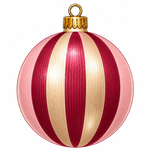 Pink & Gold Striped Ornament Door Hanger - PS-W-0332-DH-22