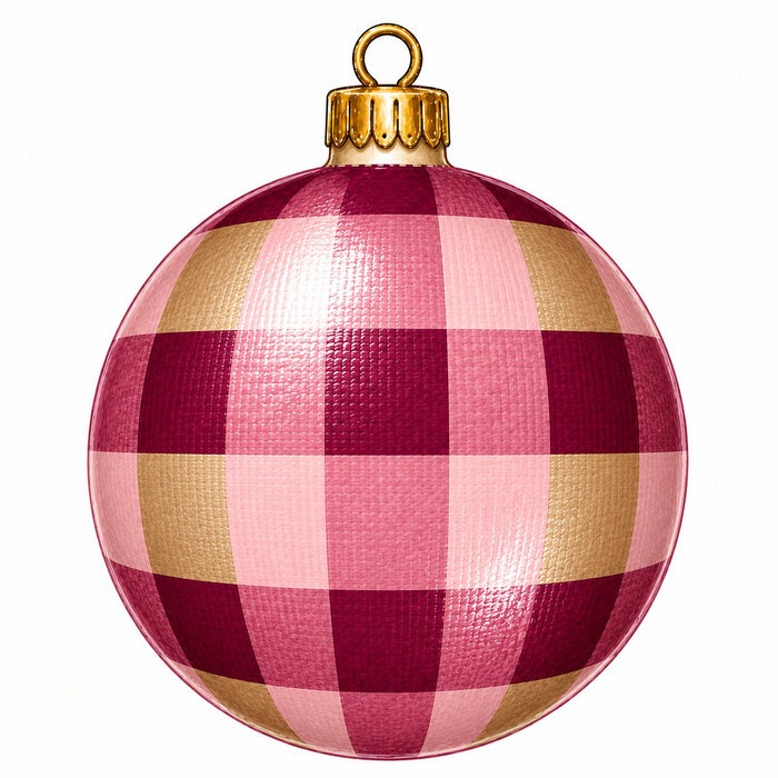 Pink & Gold Buffalo Check Ornament - PS-W-0333
