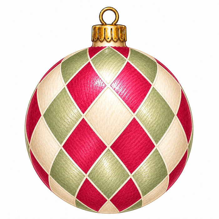 Red & Green Harlequin Ornament - PS-W-0335