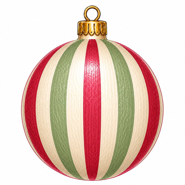 Red & Green Striped Ornament Door Hanger - PS-W-0336-DH-22