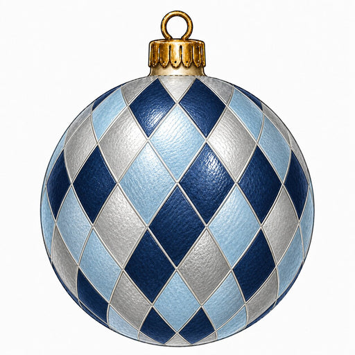 Navy & Ice Blue Harlequin Ornament Door Hanger - PS-W-0339-DH-22