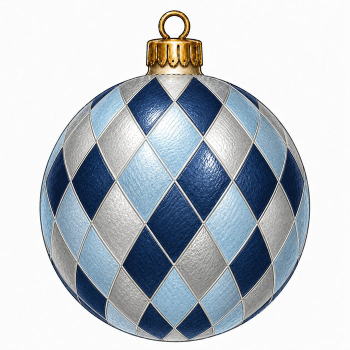 Navy & Ice Blue Harlequin Ornament Door Hanger - PS-W-0339-DH-22