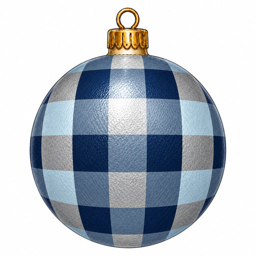 Navy & Ice Blue Buffalo Check Ornament Door Hanger - PS-W-0341-DH-22