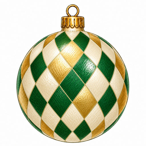 Green & Gold Harlequin Ornament Door Hanger - PS-W-0343-DH-22