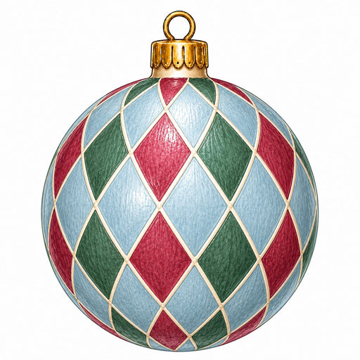 Traditional Red Green & Blue Harlequin Ornament Door Hanger - PS-W-0347-DH-22