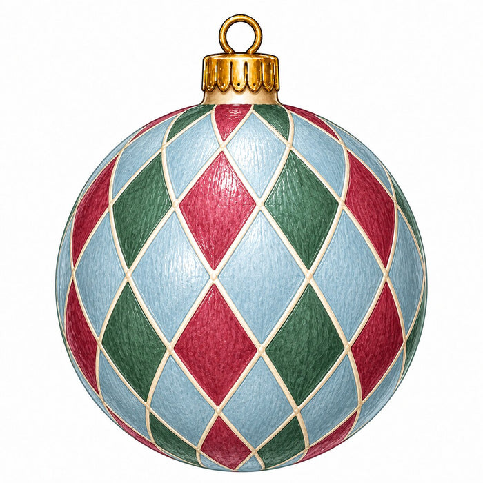 Traditional Red Green & Blue Harlequin Ornament Door Hanger - PS-W-0347-DH-22