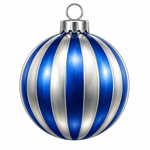 Royal Blue & Silver Striped Ornament - PS-W-0351