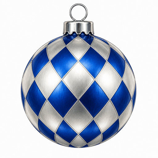 Royal Blue & Silver Harlequin Ornament - PS-W-0352