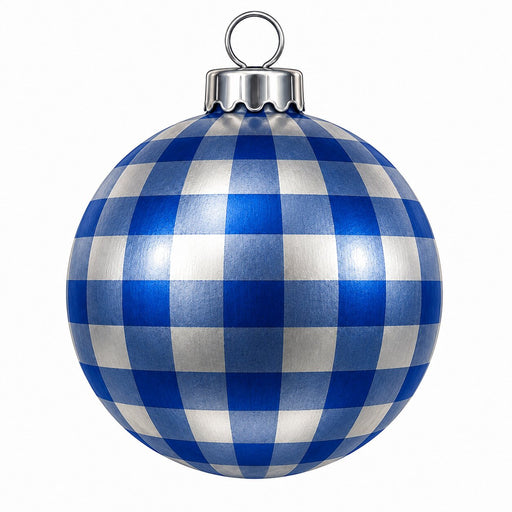 Royal Blue & Silver Buffalo Check Ornament - PS-W-0353