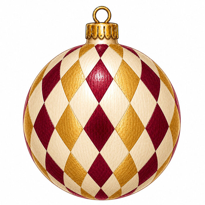 Burgundy & Gold Harlequin Ornament Door Hanger - PS-W-0355-DH-22