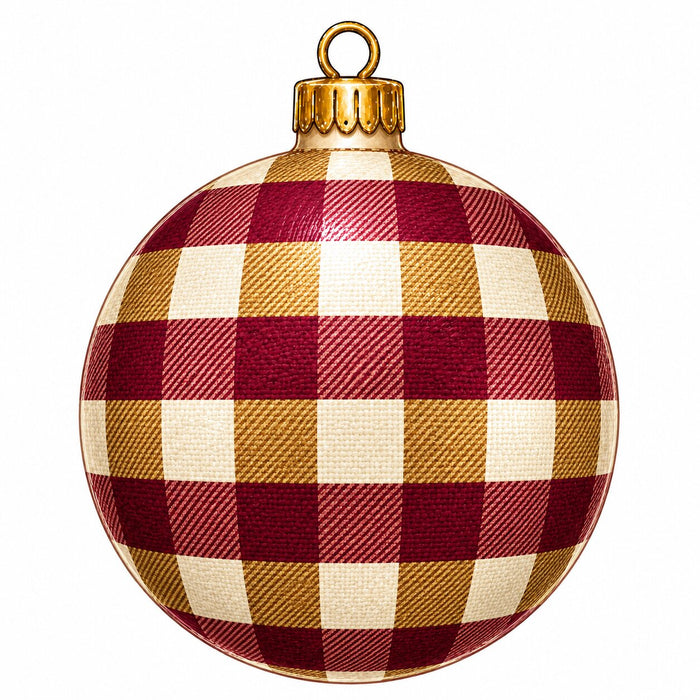 Burgundy & Gold Buffalo Check Ornament Door Hanger - PS-W-0357-DH-22