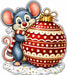 Christmas Mouse With Red Ornament Door Hanger - PS-W-0365-DH-22