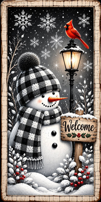 Welcome Snowman Cardinal Lamppost - PS-W-0366