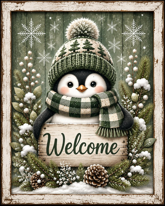 Welcome Penguin Green Plaid - PS-W-0367