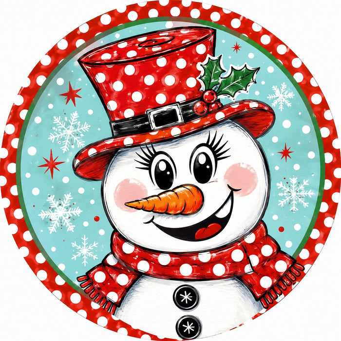 Snowman Red Polka Dot Top Hat - PS-W-0368