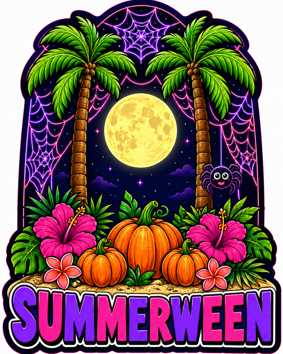 Summerween Palm Tree Arch, SCW-W-0003, 12in Sign For Wreath, Wood Wreath Sign