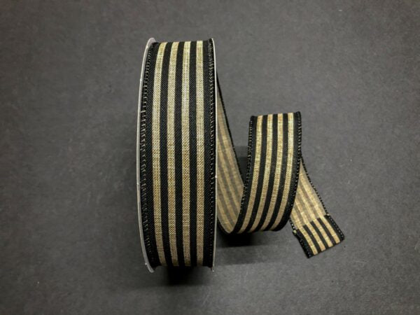 Q501809-518:Natural Linen/Black Cabana Stripes, 1.5"X50Y - DecoExchange®