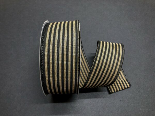 Q501840-518: Natural Linen/Black Cabana Stripes, 2.5"X50Y - DecoExchange®