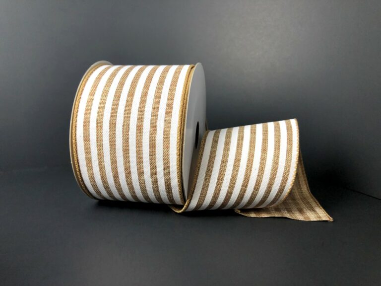 Q817040-01: Natural Linen/White Cabana Stripes, 2.5"X10Y - DecoExchange®