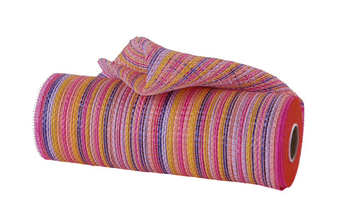 10"X10Yd Vertical Multicolor Stripe Mesh Pnk/Ylw/Blue/Lvndr/Wht RE13691A