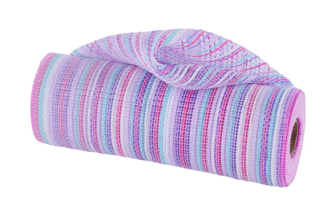 10"X10Yd Vertical Multicolor Stripe Mesh Prpl/Hot Pnk/Blue/Lav/Wht RE1369YW
